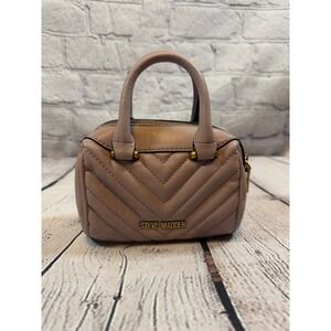 Steve Madden Mini Satchel Purse Blush‎ Pink Quilted Chevron Barrel Bag Cute